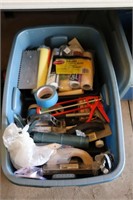 TOTE OF PAINTING SUPPLIES ETC.