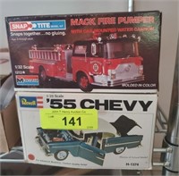 GROUP OF MODEL CARS, FIRE TRUCK, CHEVY