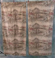 Pair Of Vintage Barkcloth Curtains
