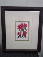 2 - Floral Pictures with Brown Frame, 16" x 19"