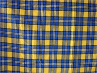 Vintage Blue & Yellow Wool Tartan Fabric