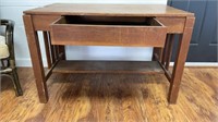 WALNUT LIBARY TABLE w/ DRAWER & SHELF