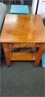 Modern wood rolling single drawer end table 22 x