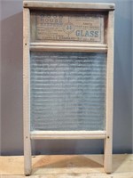 Antique Glass & Wood Washboard Advertising