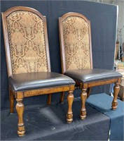 Pair of leather-seated chairs