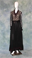 1970s Black Romantic Maxi Dress