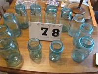 Lot of 12 quart blue Mason/Ball jars