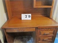 Solid oak computer desk with hutch and chair