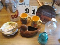 German coffee mugs, insulator, collector plate