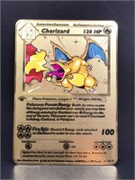 Pokemon Charizard gold metal card dated 1999