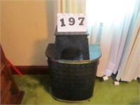 Metal clothes hamper and plastic step stool