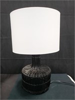 Contemporary black painted rattan table lamp