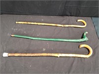 Bundle of 3 wooden walking canes