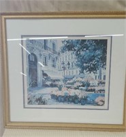 Framed French square print, 22" x 35"