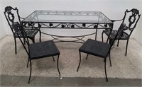Patio set glass top table with 4 chairs