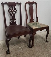 Pair of mismatched dining chairs