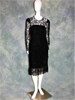 1980s Escada Voided Velvet and Lace Dress