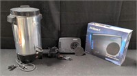 West Bend percolator, & Air Wave II purification