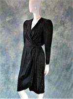 Vintage Black Silk Wrap Dress