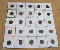 Collection of 25 Antique Lincoln Wheat cent p