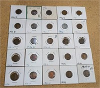 Collection of 25 Antique Lincoln Wheat cent p
