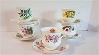 5 ENGLISH CUPS & SAUCERS