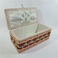 Wicker & Fabric Covered Sewing Box