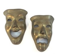 Vintage Brass Comedy/Tragedy Masks Theatre Decor