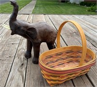 14" Elephant & Longaberger Basket
