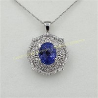 Sterling silver tanzanite (3.46cts) pendant with