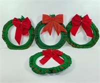 4 Crocheted Holiday Wreaths