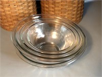 Set of 4 Clear Pyrex Mixing Bowls