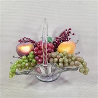 Clear Glass Basket Bowl With Fruit