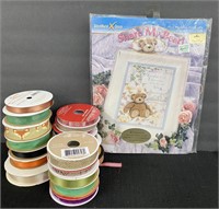 Share My Bear Cross Stitch Kit w/ribbon lot