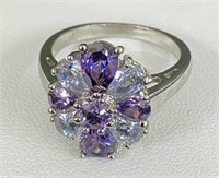 Purple & White Cubic Zurconia Ring-Size 9