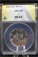 1963 MS63 Franklin Silver Half Dollar