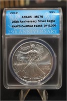 2010 MS70 1oz .999 Silver Eagle Certified