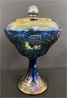 Carnival Glass Tall Covered Dish