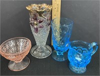 Glassware Lot Pink & Blue Depression Misc