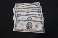 Lot of 24 $2 Red Seal Bank Notes