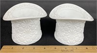 Pair White Milk Glass Hats