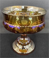 Amber Carnival Glass Stemmed Dish-#2