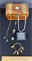 Cedar Chest w/Costume Jewelry Some Sterling