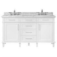 Double Bath Vanity w/Marble Top & White Sinks