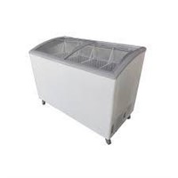 Chest Freezer with Curved Glass Top in White