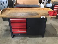 RED TOOL BOX W WORKTOP & VISE (key included)