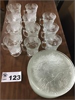 GLASS SERVING SET (12 plates, 11 cups)