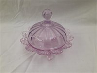 Pink Candy/butter Dish 4 1/2" tall
