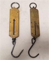 (2) Vintage 50lbs Hanging Pocket Scales