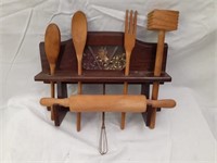 Vintage Wooden Utensil Display